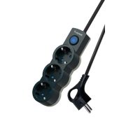 Удлинитель 3х5м с заземл. 10А IP20 2200Вт 220В защ. шторки ПВС 3х1 с выкл. черн. КОСМОС YKsm5m-3g-Z-V10A-B