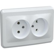 Розетка 2-м СП Вега РС12-2-ВБ без заземл. контакта без защ. штор 10А бел. GENERICA ERV20-K01-10-DM
