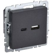 Розетка BRITE USB A+C 18Вт РЮ11-1-БрЧ механизм черн. IEK BR-U22-018-K02