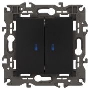 Выключатель 2-кл. СП Elegance 14-1105-05 10А IP20 250В 10AX с подсветкой механизм антрацит Эра Б0034241