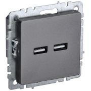 Розетка BRITE USB A+A 3.1А РЮ10-1-БрС механизм сталь IEK BR-U21-D31-K46